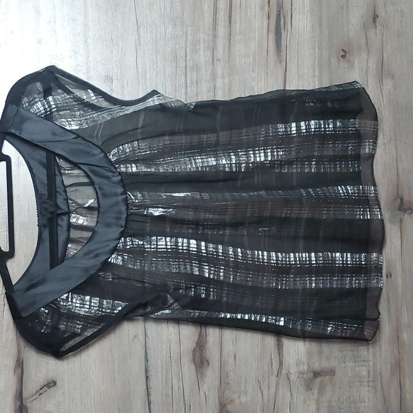 Poleci Tops - Poleci Black and Silver Sheer top